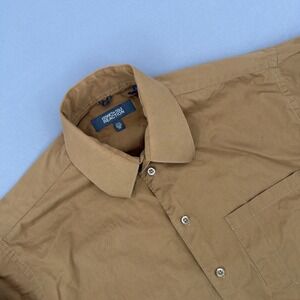 Kenneth Cole Reaction Dress Shirt Men's Medium 15.5 Brown Long Sleeve Button Up